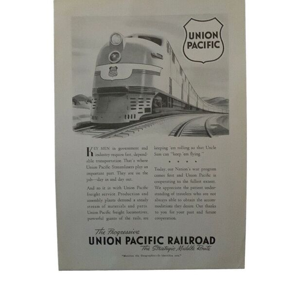 Vintage 1942 Union Pacific Key Men in Government Ad Advertisment - Picture 2 of 4